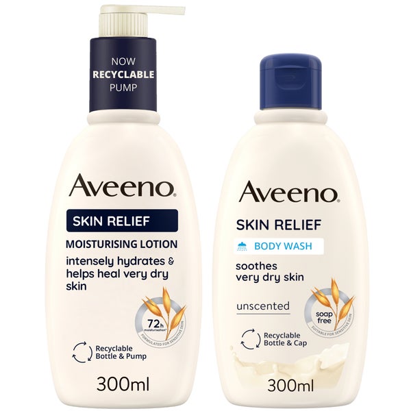 Aveeno Skin Relief Wash & Lotion Duo for Very Dry Skin 600ml Mega Bundle