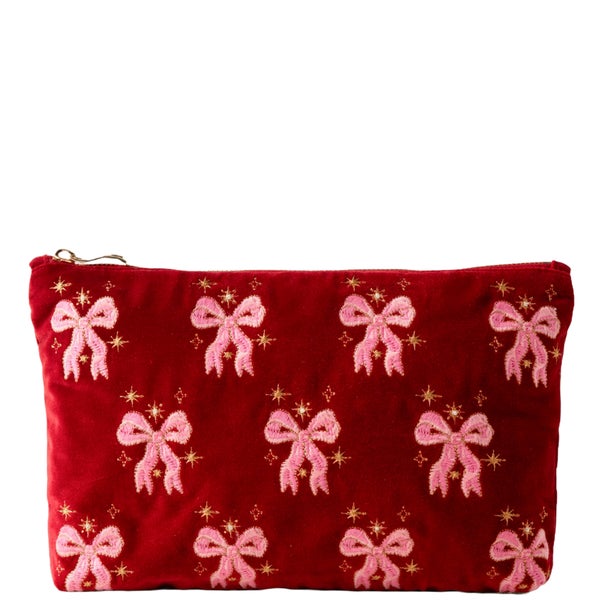 Elizabeth Scarlett Dazzling Bows Velvet Everyday Pouch - Rouge