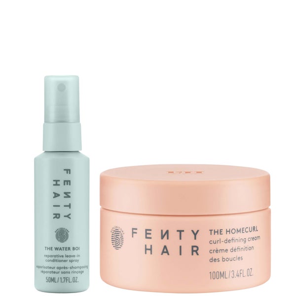 Fenty Hair Mini Heroes, The Homecurl Curl Defining Cream 100ml and The Water Boi Leave in Conditioner 50ml