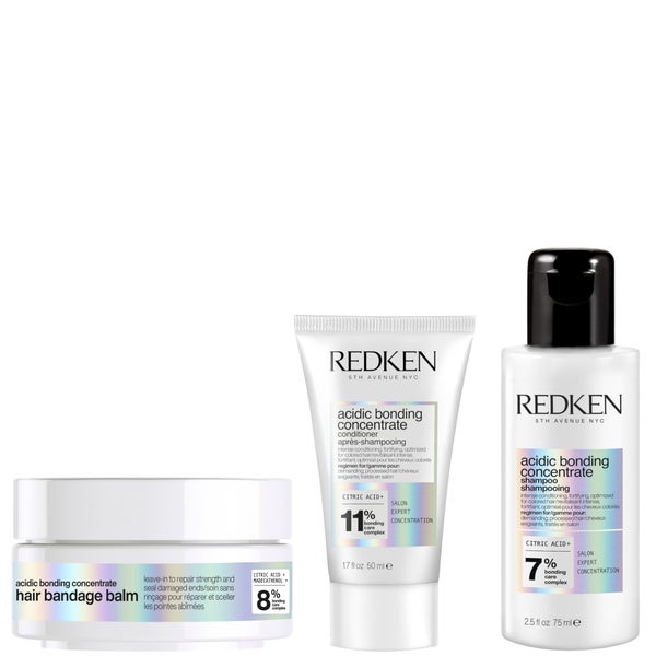 Redken Acidic Bonding Concentrate Hair Bandage Balm 75ml, Shampoo Mini 75ml and Conditioner Mini 50ml Bundle
