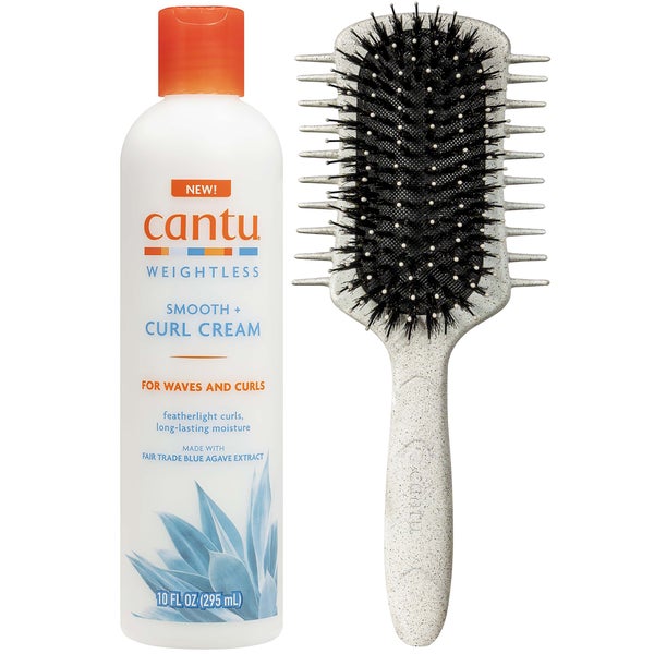 Cantu Weightless Smooth + Curl Cream 295ml & Curl Definer Brush Duo