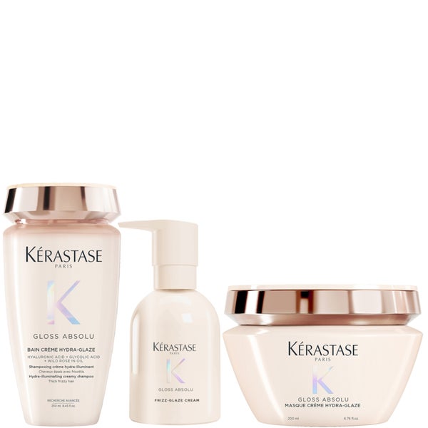 Kérastase Gloss Absolu Bain Crème Hydra-Glaze Shampoo, Mask and Cream For Thick Frizzy Hair