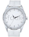 French Connection Diamante Logo Leather Strap Watch