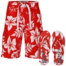 Smith & Jones Aniani Men's Swim Shorts and Flip Flops - Red
