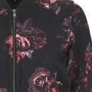 Only Women's Rose Print Bomber Jacket - Black/Pink