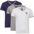 Ringspun Men's 3-Pack Silva Short Sleeve V-Neck T-Shirt - Grey Marl/White/Navy