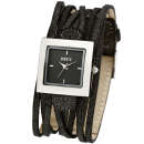 Oasis Women's Black Multi Thong Detail Black Dial Watch- black