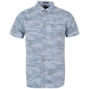 Brave Soul Men's Athos Camo Short Sleeve Shirt - Denim