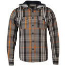 Brave Soul Men's Long Sleeve Hooded Check Shirt - Charcoal Check