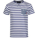 Soul Star Men's Skipper Striped T-Shirt - White/Blue