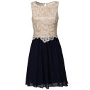 Little Mistress Women's Lace Overlay Prom Dress - Cream/Navy