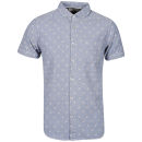 Brave Soul Heritage Men's Orpheus Short Sleeve Anchor Print Shirt - Blue