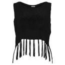 Vero Moda Women's Hazel Knitted Tassel Crop Top - Black