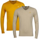 Brave Soul Men's 2 Pack V Neck Knit - Mustard & Oatmeal Marl