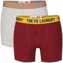 Tokyo Laundry Men's Marshall River Boxers - Oxblood/Light Grey Marl