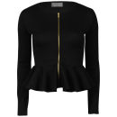 Love Sole Women's Peplum Zip Through Blazer - Black