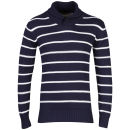 Brave Soul Men's Deboard Tubular Shawl Neck Jumper - Dark Navy/Ecru