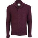 Brave Soul Men's Quadrant Double Shawl Neck Jumper - Aubergine
