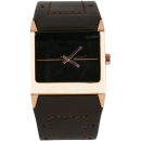 Henleys Men's Black and Bronze Dial Brown Leather Strap Watch