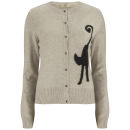 Orla Kiely Women's Cat Intarsia Wool Cardigan - Oatmeal