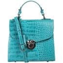 OSPREY LONDON The Maudie Polished Croc Leather Cross Body Bag - Kingfisher