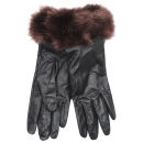 Women's Faux Fur Leather Gloves - Oxblood