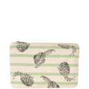 Kate Sheridan Stripe & Spot Snail Print Make Up Bag - Dusty Pink/Green