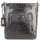 OSPREY LONDON Women's Carapace Croc Leather Cross Body Bag - Black