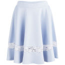Lavish Alice Women's Scuba Lace Insert Skater Skirt - Powder Blue