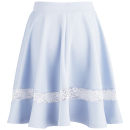 Lavish Alice Women's Scuba Lace Insert Skater Skirt - Powder Blue