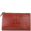 OSPREY LONDON Large Belle Croc Leather Make Up Bag - Oxblood