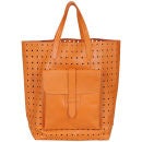 French Connection Raw Cut Perforated Leather Tote - Veg Tan
