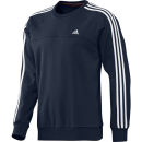 adidas Men's Essential 3 Stripe Crew Neck Sweatshirt - Navy/White