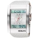 Henleys Men's LCD Dual Time Watch - Silver/White