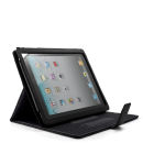 Maya Aluminium Lined Leather Case for The New iPad - Black with Pin Stripe Lining