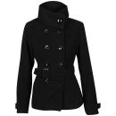 Brave Soul Women's Bellflow Funnel Neck Coat - Black