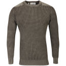 Brave Soul Men's Logos Crew Neck Knit Jumper - Khaki Wash