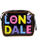 Lonsdale Multi Logo Patent Messenger Bag - Black