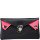 Kate Sheridan Tuck Tite 'Made In England' Leather Purse - Black/Neon