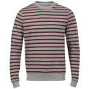 Holmes & Company Men's Crazy Horse Long Sleeved Jumper - Grey/Red Stripe