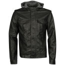 Brave Soul Men's Gang Bomber Jacket with Jersey Hood - Chocolate Brown