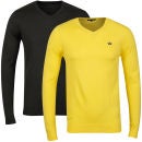 Brave Soul Men's 2 Pack V Neck Knit - Lemon & Charcoal Marl