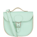 Brit-Stitch Leather Half Pint Shoulder Bag - Grayed Jade (Strap On Back)