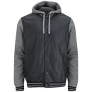 Brave Soul Men's Yale Pu Jersey Hooded Jacket - Black/Charcoal