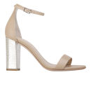 Kurt Geiger Women's Isabella Leather/Croc Print Heeled Sandals - Nude/Metallic