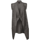 Brave Soul Women's Waterfall Sleeveless Cardigan - Grey