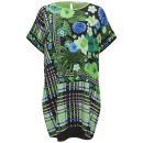 Emma Cook Women's Silk Kaftan Dress - Floral Check Green