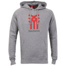 Fenchurch Men's Sweatshirt Icon Hoody - Light Grey Marl/Ketchup Red/Olive Green