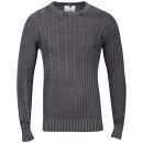 Brave Soul Men's Ceaser Crew Neck Cable Knit Jumper - Charcoal Wash
