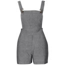 Influence Women's Chambray Look Dungaree Playsuit - Grey Marl